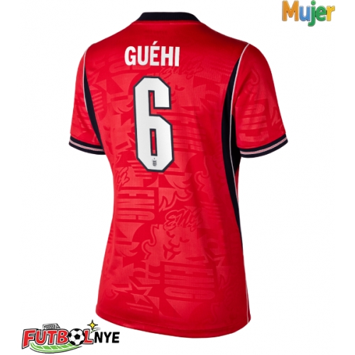 Camiseta Inglaterra Marc Guehi #6 Visitante Equipación para mujer Mundial 2026 manga corta